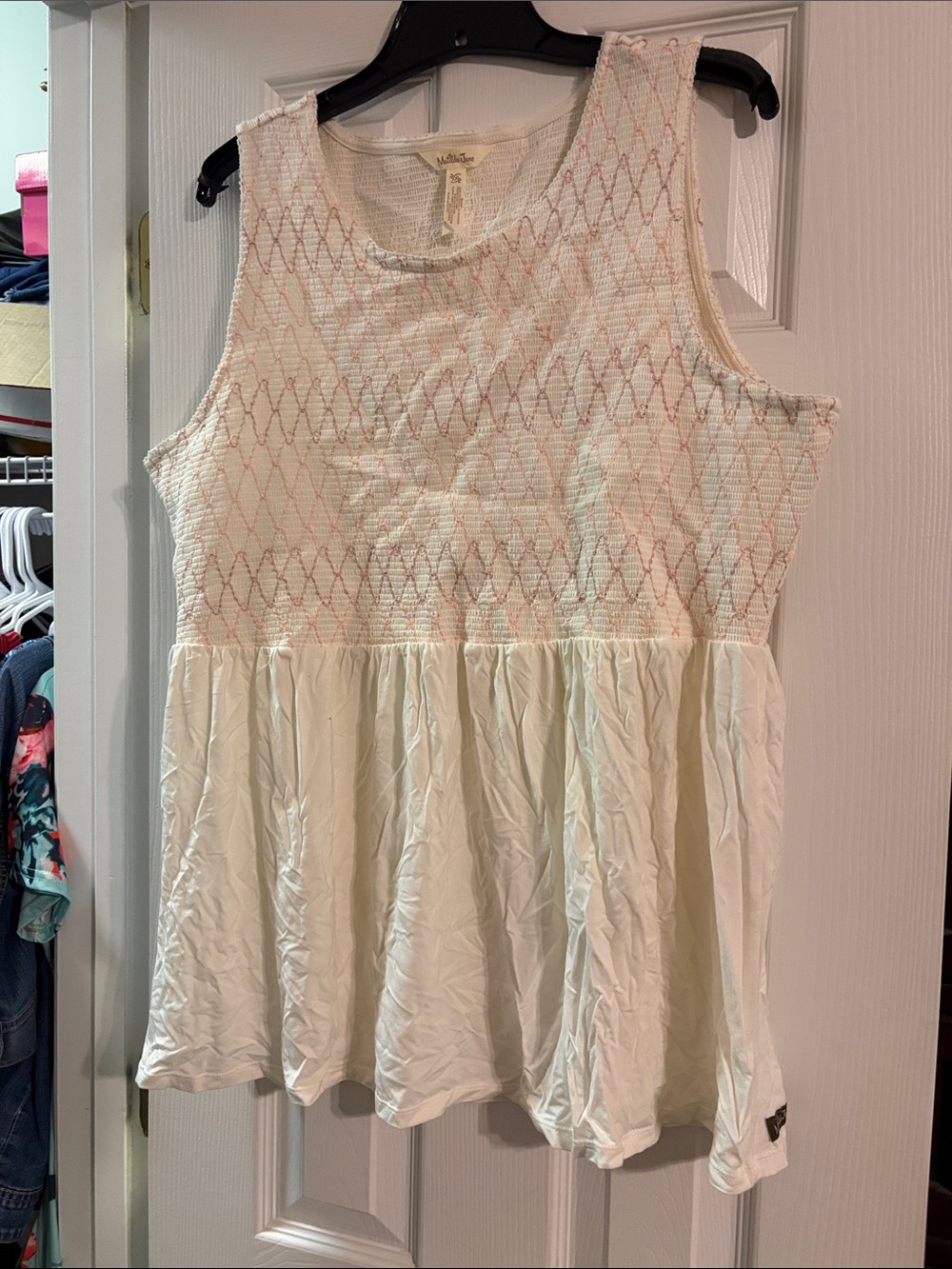 Matilda Jane Cream Tank with Pink Diamond Knit Bodice